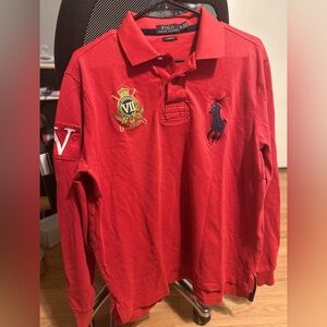 Polo Ralph Lauren County Riders & Jockey Club Long Sleeve Polo Shirt. XL Tall